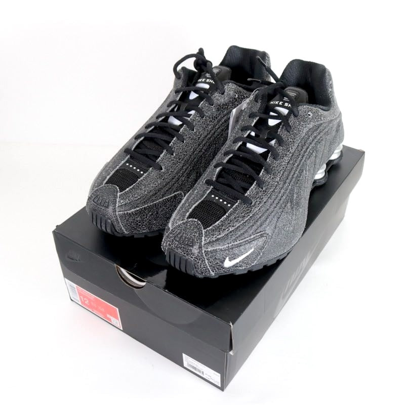 NIKE 26SS Shox R4 Distressed Sneakers Black Size 30cm