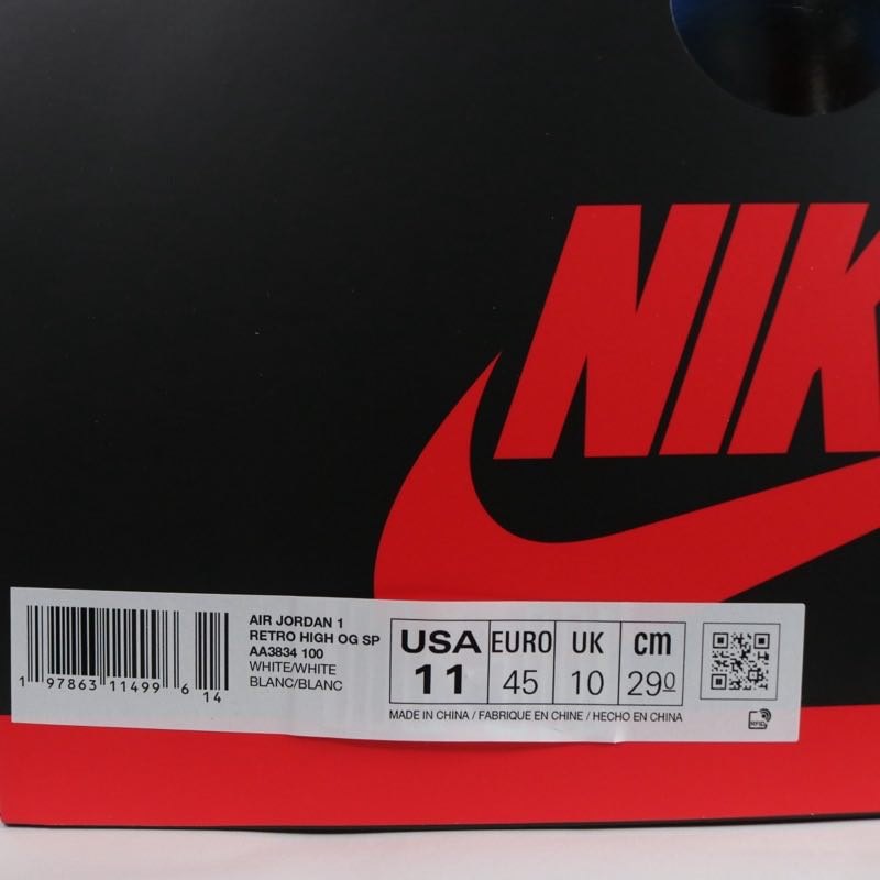 NIKE 26SS Air Jordan 1 Retro High Sneakers White Size 29cm