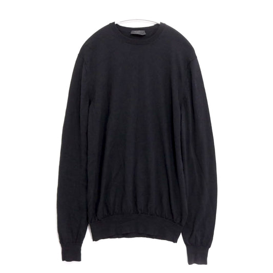 PRADA 23AW High Gauge Wool Crewneck Sweater Black Size 50