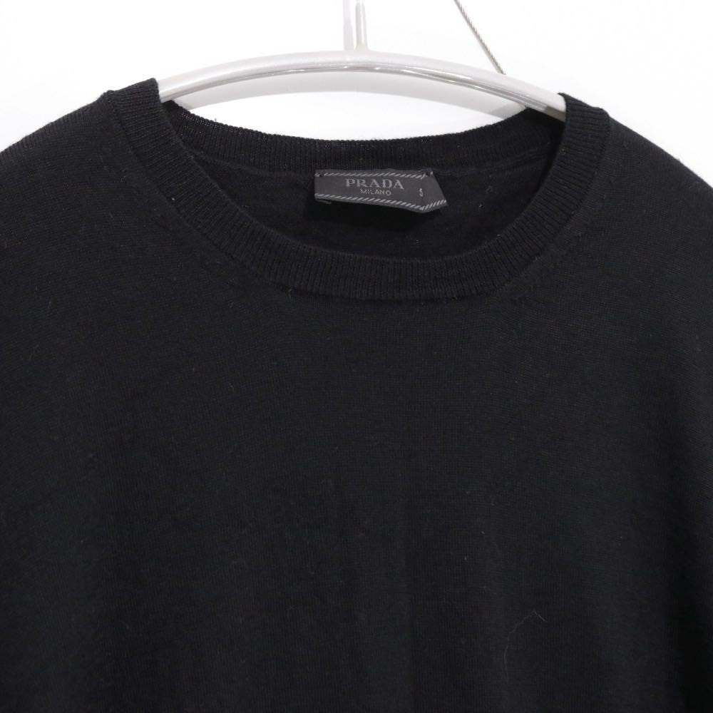 PRADA 23AW High Gauge Wool Crewneck Sweater Black Size 50