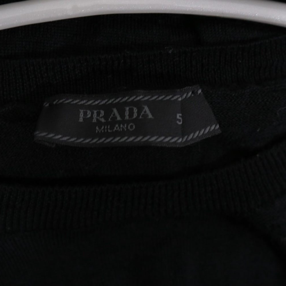 PRADA 23AW High Gauge Wool Crewneck Sweater Black Size 50