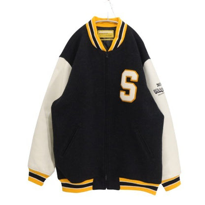 SWAGGER S Logo Wool Leather Varsity Jacket Black Size XXL