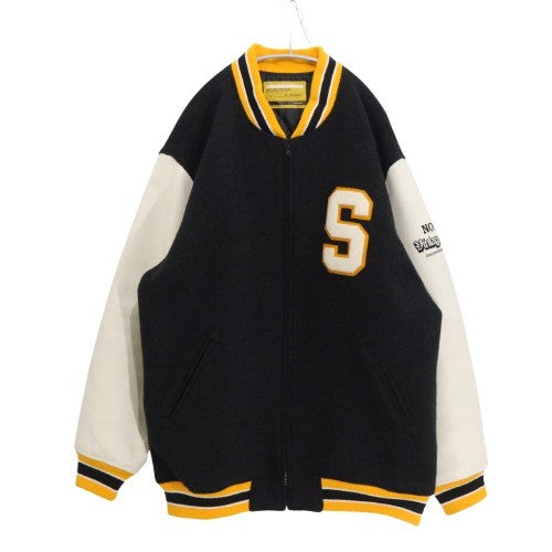 SWAGGER S Logo Wool Leather Varsity Jacket Black Size XXL