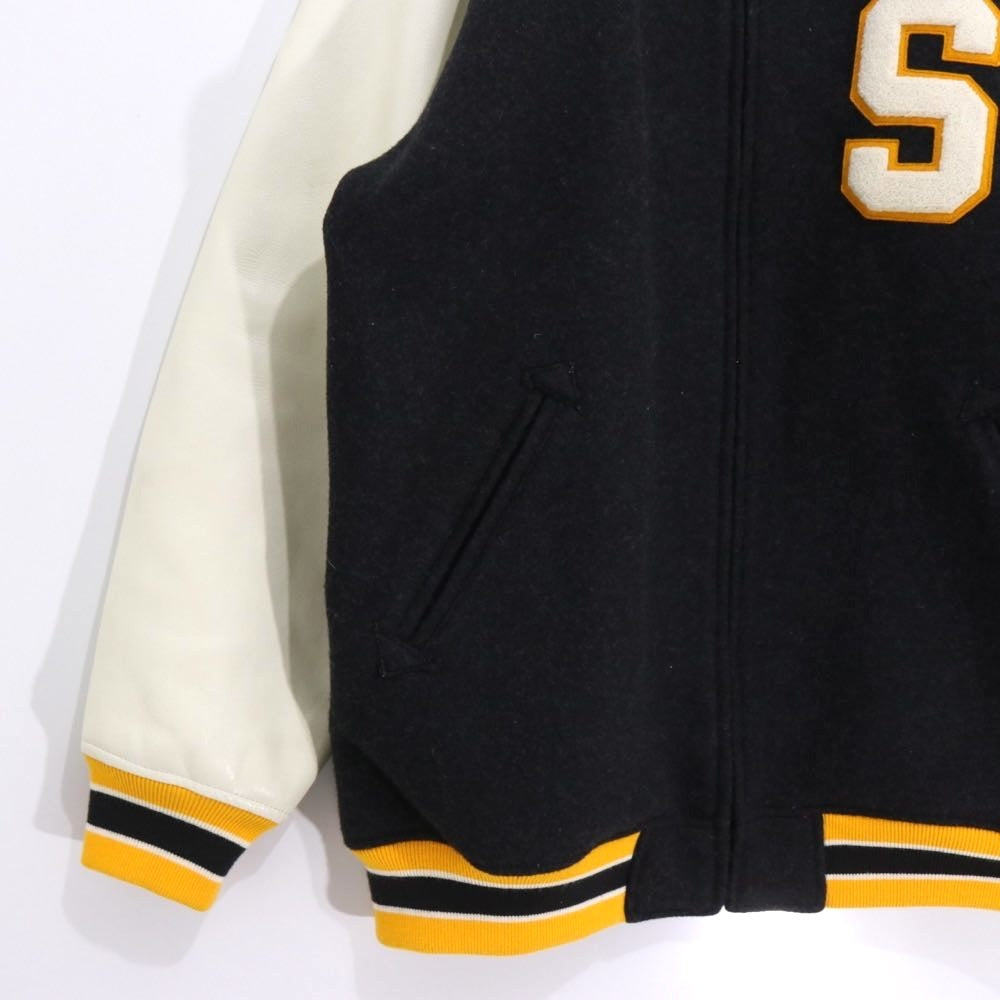 SWAGGER S Logo Wool Leather Varsity Jacket Black Size XXL