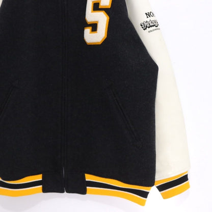SWAGGER S Logo Wool Leather Varsity Jacket Black Size XXL
