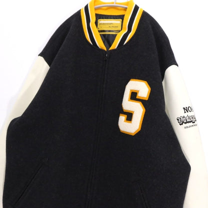 SWAGGER S Logo Wool Leather Varsity Jacket Black Size XXL