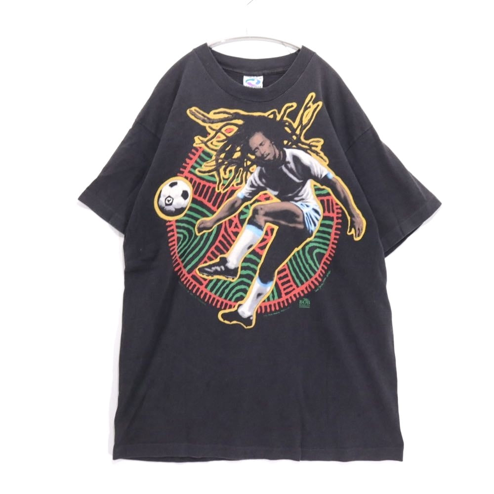 LIQUID BLUE 90s Bob Marley Soccer T-Shirt Black Size XL