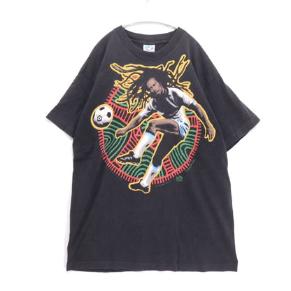 LIQUID BLUE 90s Bob Marley Soccer T-Shirt Black Size XL