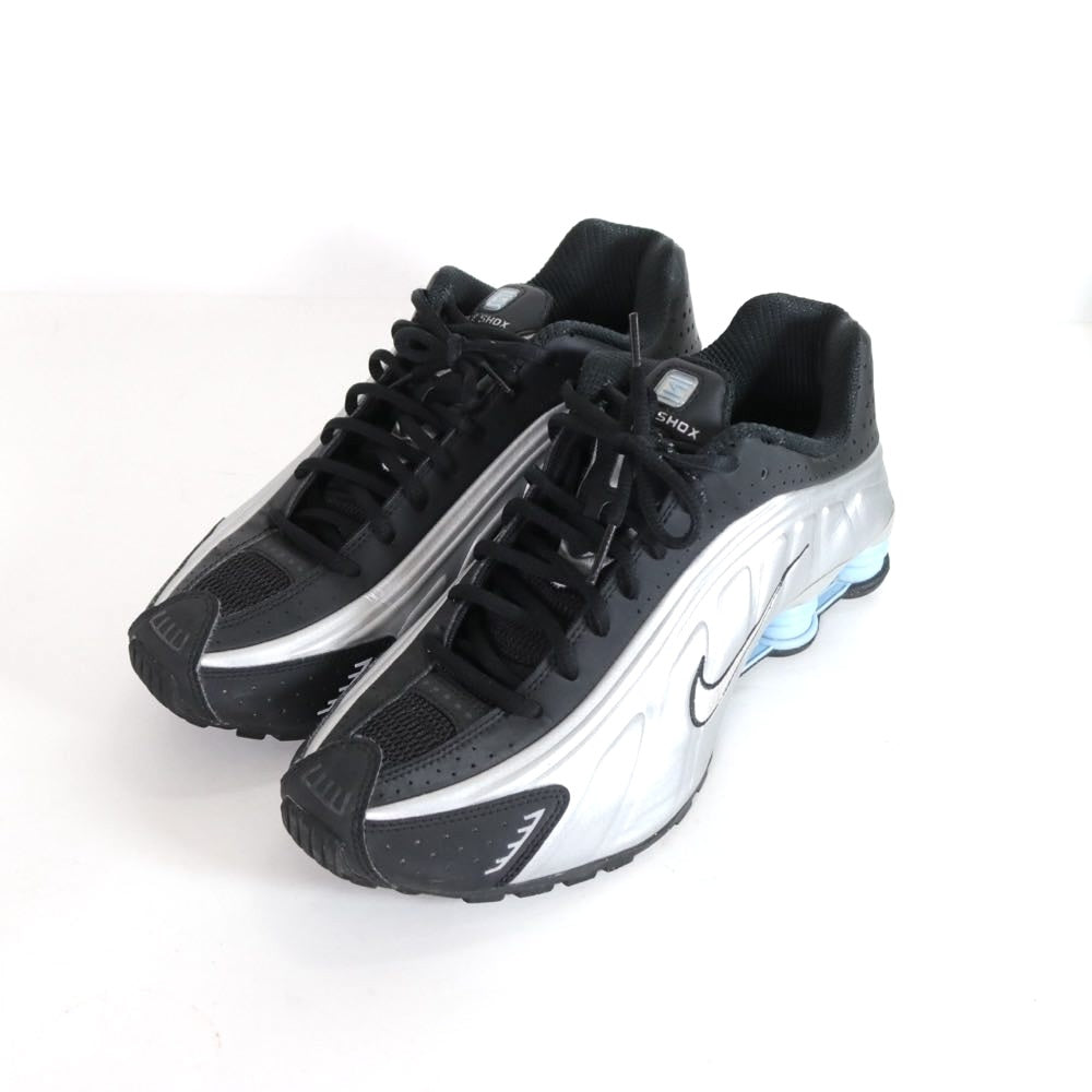 NIKE SHOX R4 Metallic Silver Black Sneakers Size 27.5cm