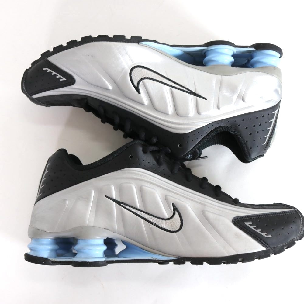 NIKE SHOX R4 Metallic Silver Black Sneakers Size 27.5cm