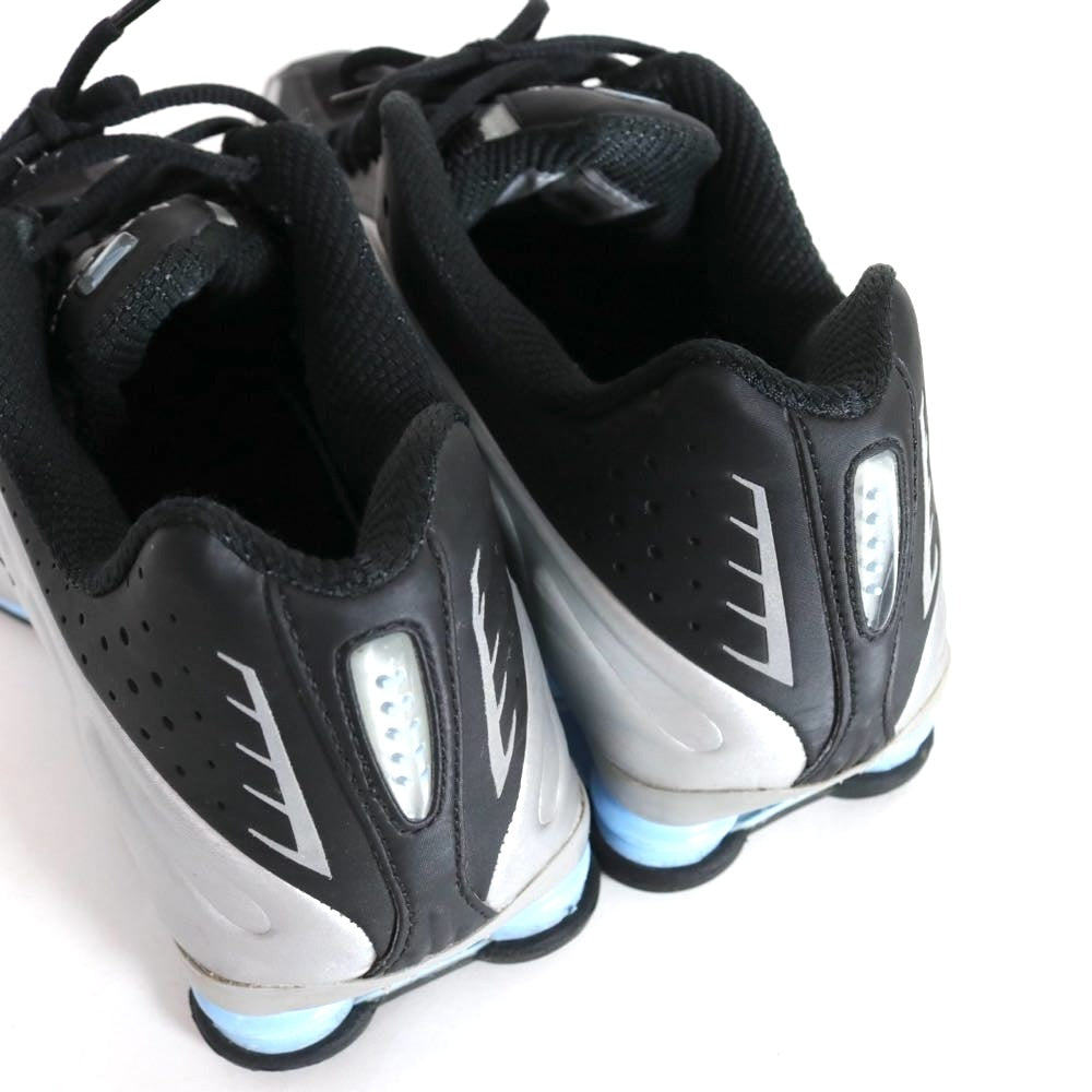 NIKE SHOX R4 Metallic Silver Black Sneakers Size 27.5cm