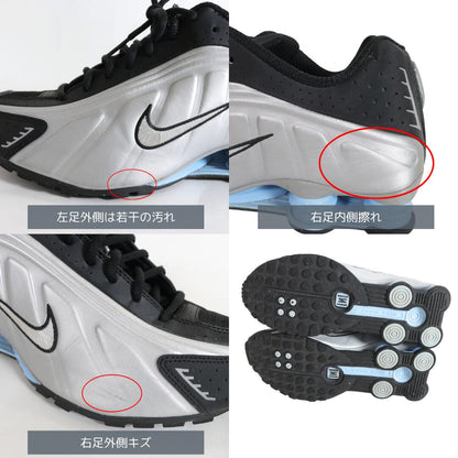 NIKE SHOX R4 Metallic Silver Black Sneakers Size 27.5cm
