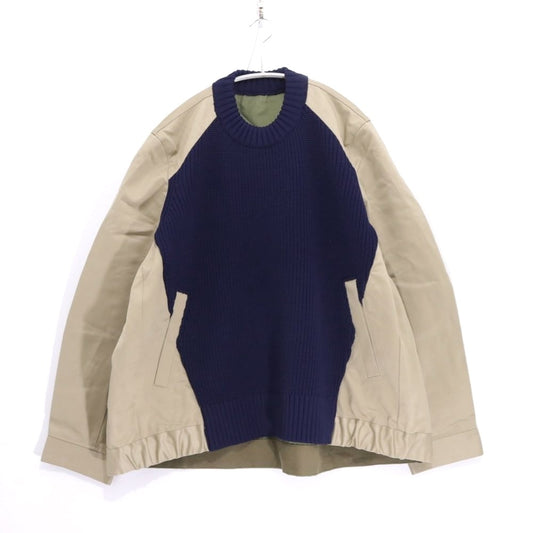 sacai 25SS Cotton Chino Mix Docking Jacket Beige Size 1