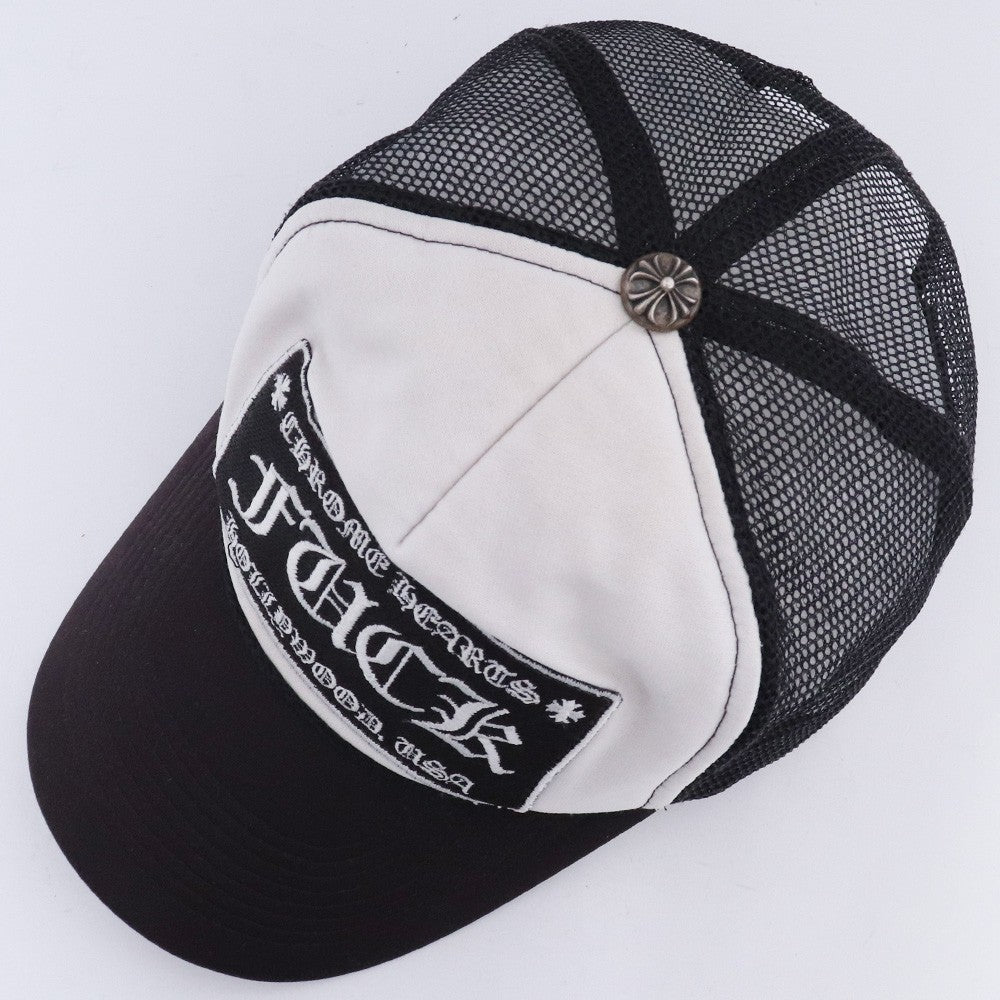 CHROME HEARTS OLD FUCK Trucker Cap Black White Size 4