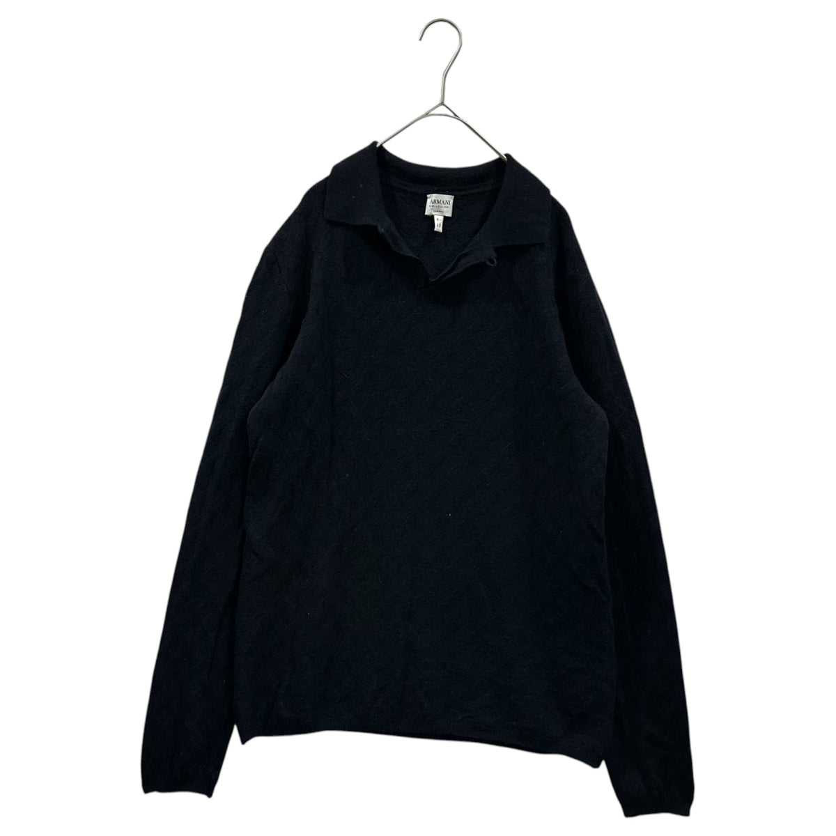 ARMANI COLLEZIONI 90s Merino Wool Long Sleeve Shirt Navy Polo Size TG 50
