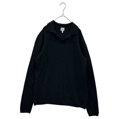 ARMANI COLLEZIONI 90s Merino Wool Long Sleeve Shirt Navy Polo Size TG 50