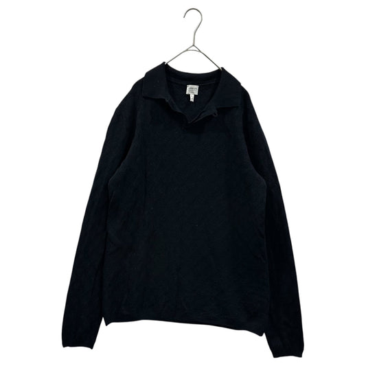 ARMANI COLLEZIONI 90s Merino Wool Long Sleeve Shirt Navy Polo Size TG 50