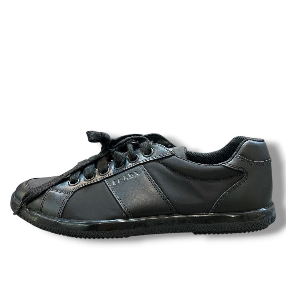 PRADA Nylon Leather Low-top Sneakers Black Size 5 1/2