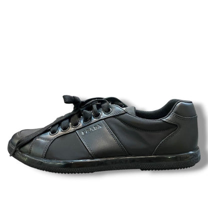 PRADA Nylon Leather Low-top Sneakers Black Size 5 1/2