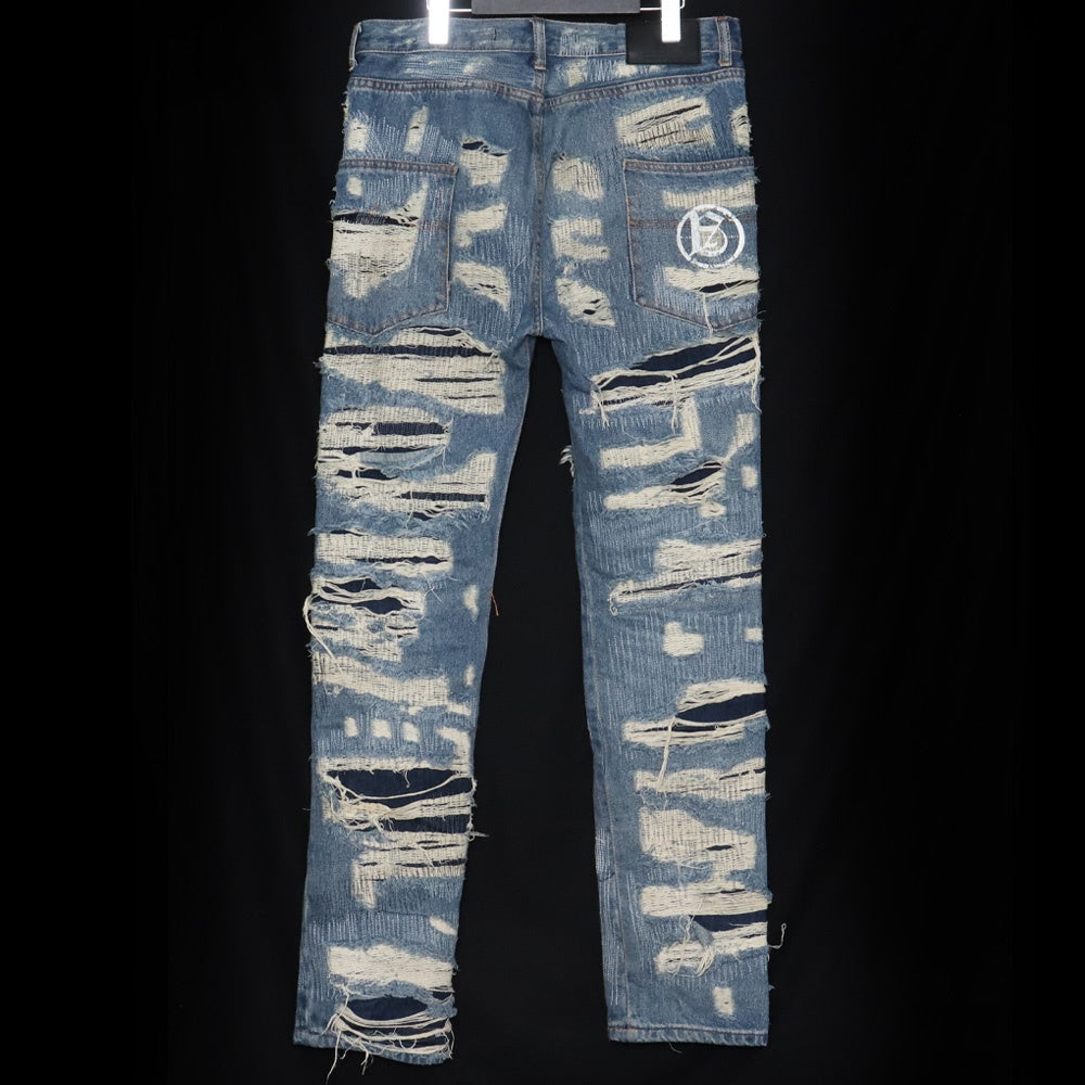 A GOOD BAD INFLUENCE GB Repaired Denim Jeans Indigo Size XL