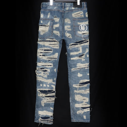 A GOOD BAD INFLUENCE GB Repaired Denim Jeans Indigo Size XL