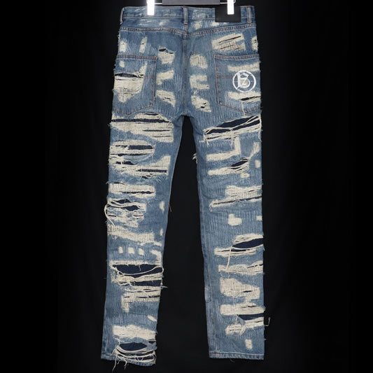 A GOOD BAD INFLUENCE GB Repaired Denim Jeans Indigo Size XL