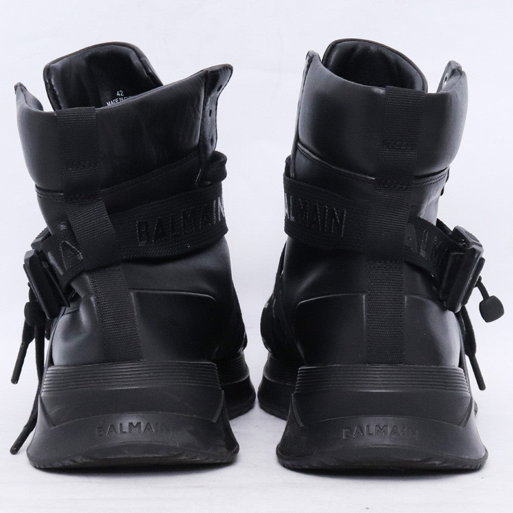 BALMAIN B-Troop Leather High-Top Sneakers Black Size EU 42