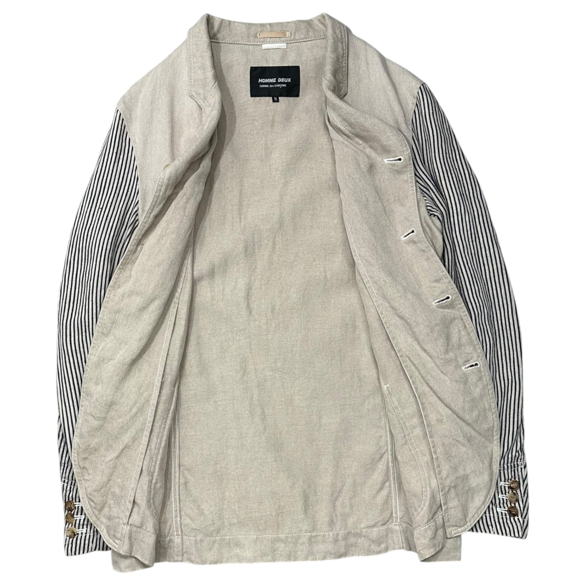 COMME des GARCONS HOMME DEUX 2013 Linen w/ Stripes Jacket Size M