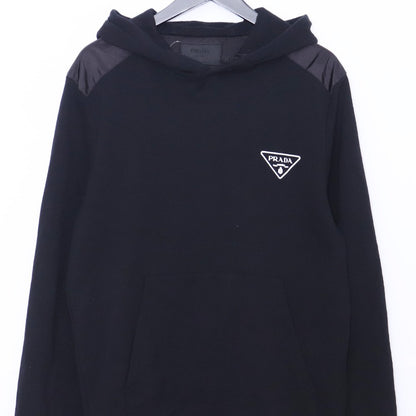 Prada Cotton Triangle Logo Hoodie Black Size M