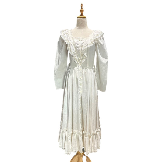 GUNNE SAX 70s Ribbon & Lace Dress White Size M