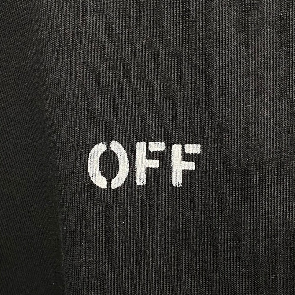 OFF-WHITE OFF STAMP Wide Logo Print Long Sleeve T-Shirt Black Size L