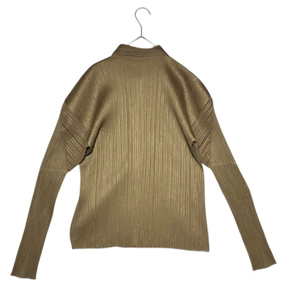 PLEATS PLEASE Pleated Long Sleeve Blouse Khaki Size 3