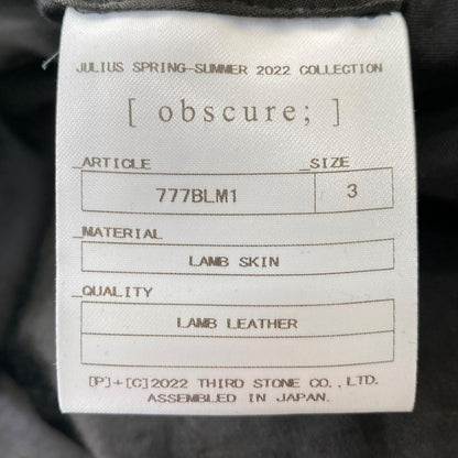 JULIUS 22SS Lamb Leather Jacket Black Size 3