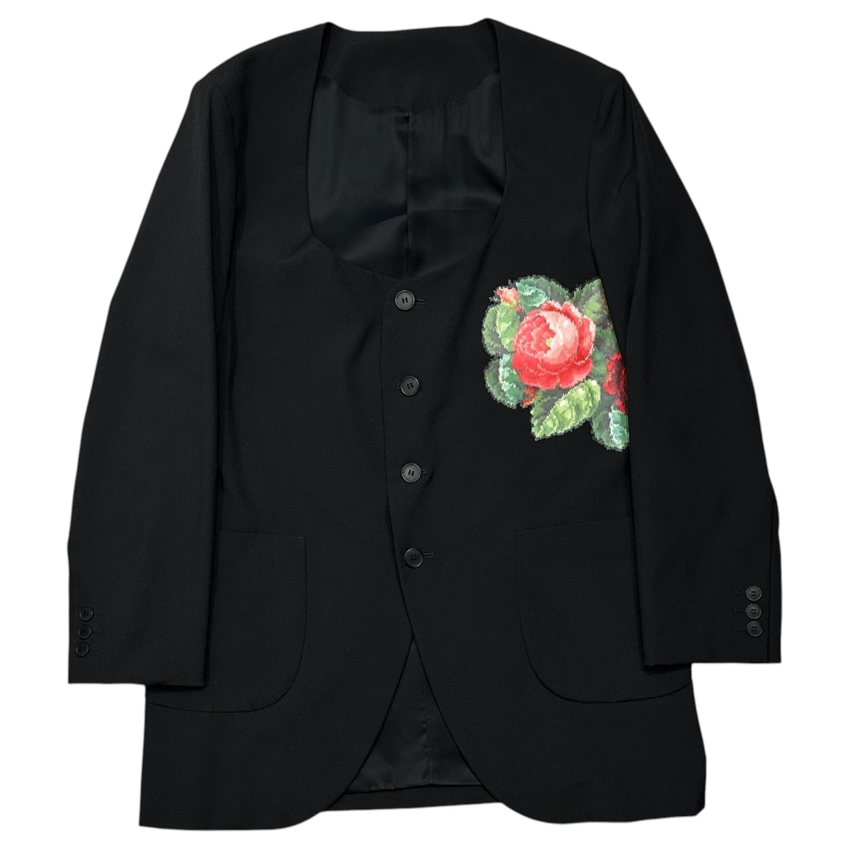 COMME des GARCONS HOMME PLUS Rose Print Jacket Black Size M