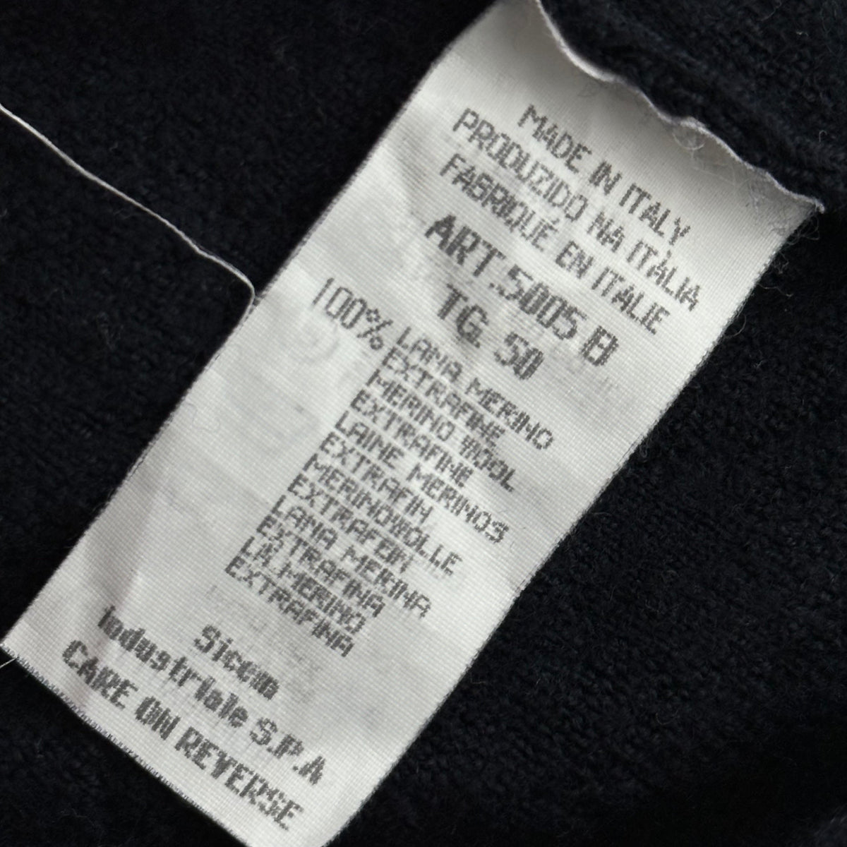 ARMANI COLLEZIONI 90s Merino Wool Long Sleeve Shirt Navy Polo Size TG 50