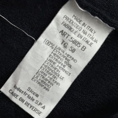 ARMANI COLLEZIONI 90s Merino Wool Long Sleeve Shirt Navy Polo Size TG 50