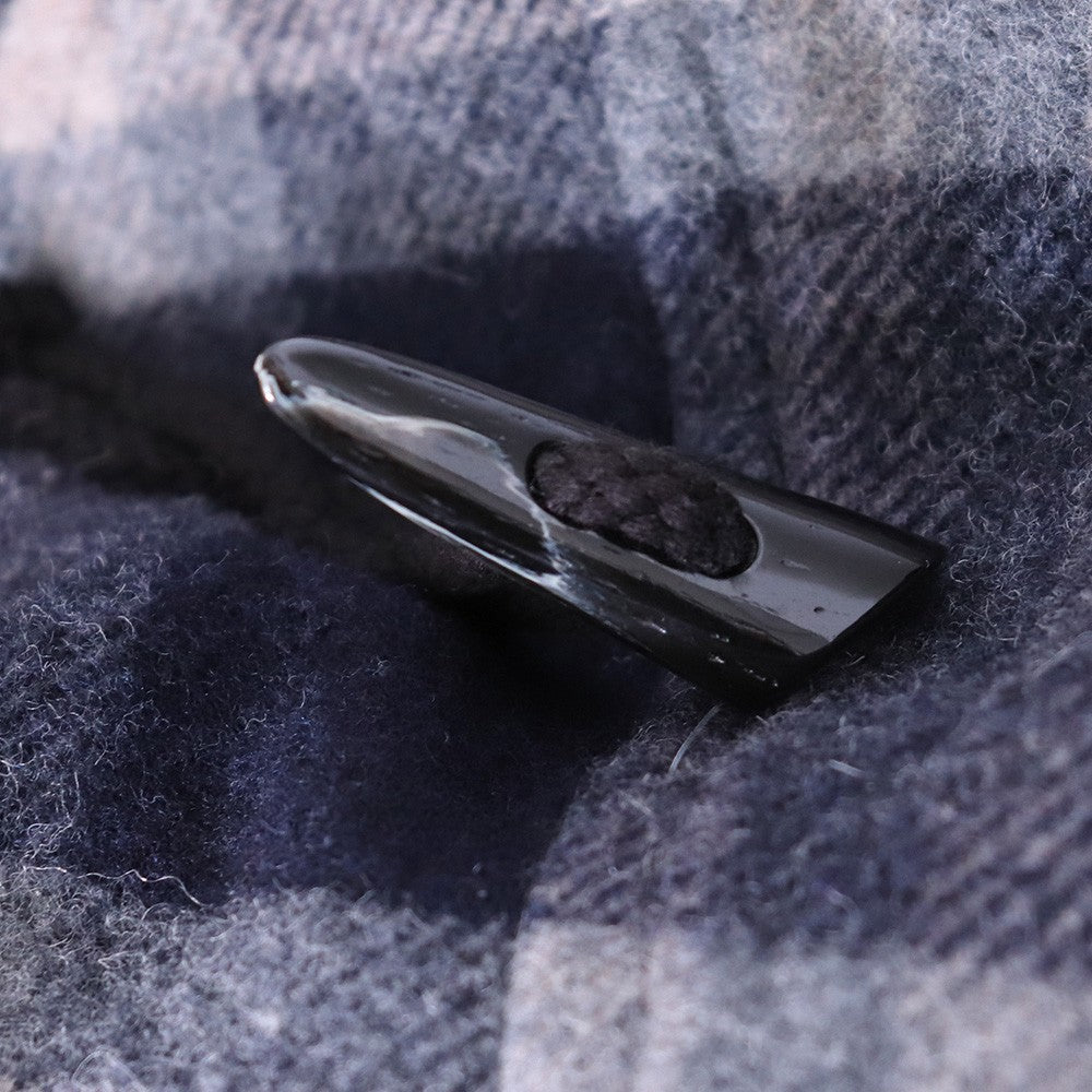 A NOVEL DAY Check Duffle Long Coat Navy Size 2