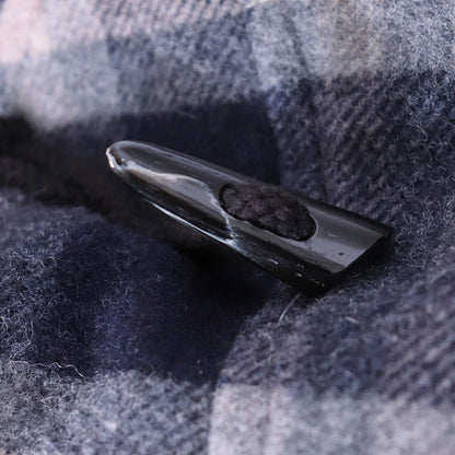 A NOVEL DAY Check Duffle Long Coat Navy Size 2