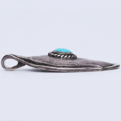 GORO'S Silver Rope Turquoise Spoon Necklace Size F