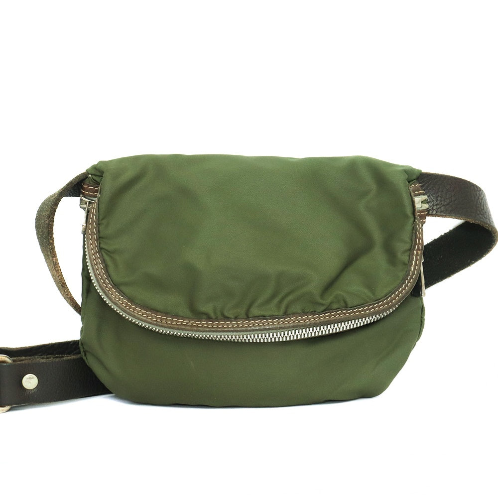 GUIDI Nylon & Leather Shoulder Bag Khaki Size F