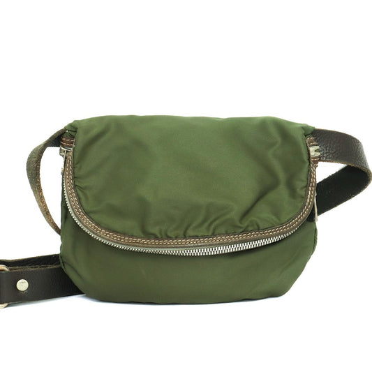 GUIDI Nylon & Leather Shoulder Bag Khaki Size F