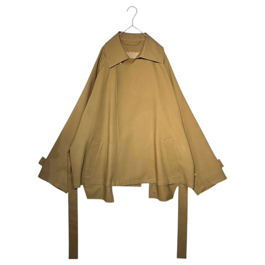 Blanc YM Wide Short Trench Wool Coat Brown Size S
