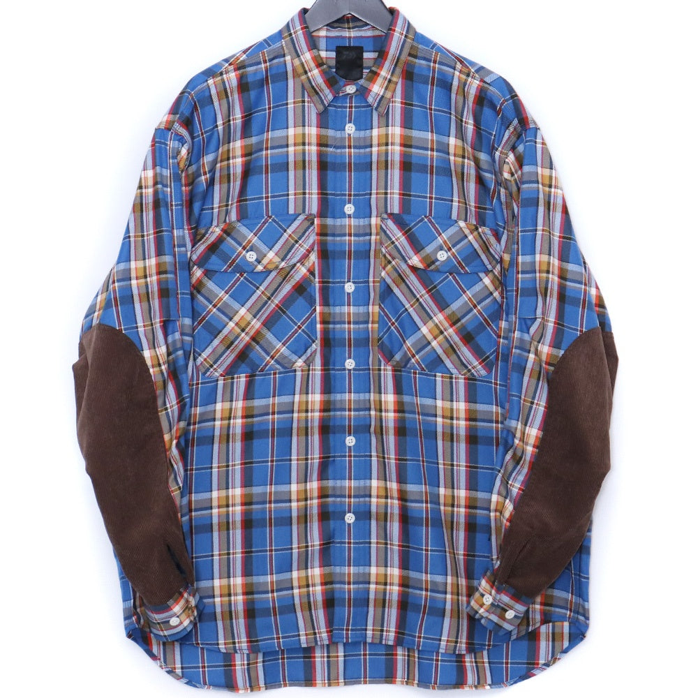 DAIWA PIER39 Tech Elbow Patch Flannel Shirt Blue Size M