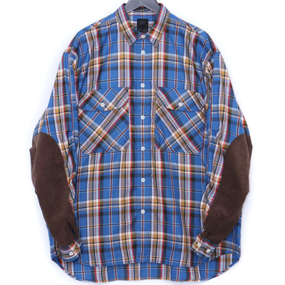 DAIWA PIER39 Tech Elbow Patch Flannel Shirt Blue Size M