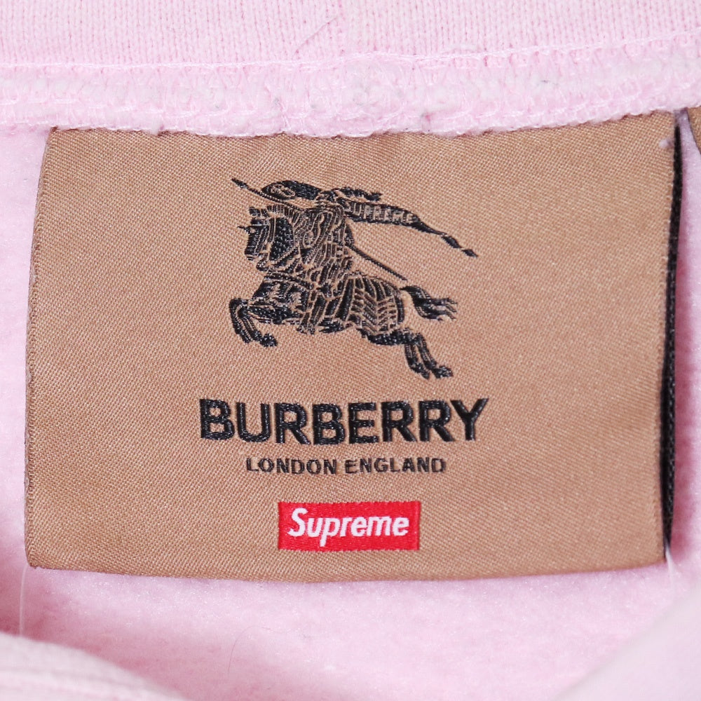 SUPREME 22SS Burberry Box Logo Pullover Hoodie Pink Size XL