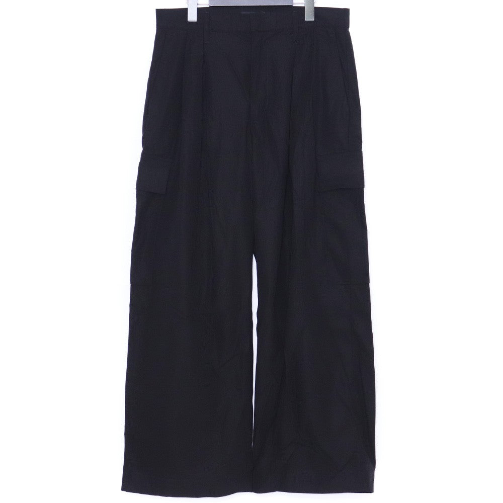 ALMOSTBLACK 25SS Black Woven Wide 6-Pocket Pants Size 2
