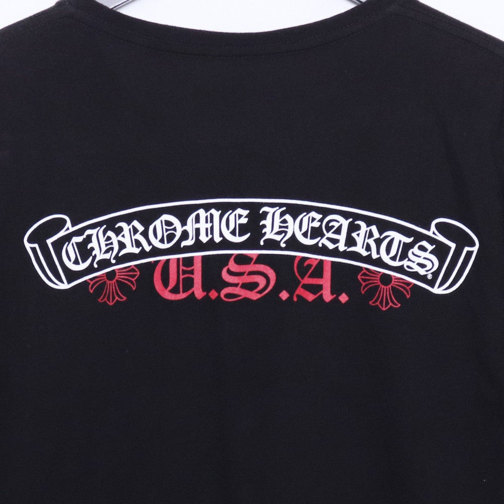 CHROME HEARTS Scroll Label USA V-Neck T-Shirt Black Size M