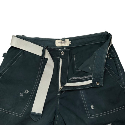 AFFA Distressed Belted Bondage Pants Navy Size M