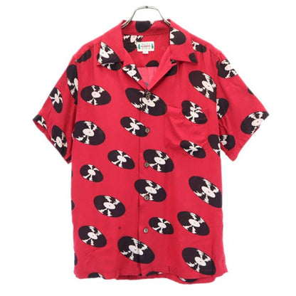 WACKO MARIA Rayon Record Print Aloha Shirt Red Size M