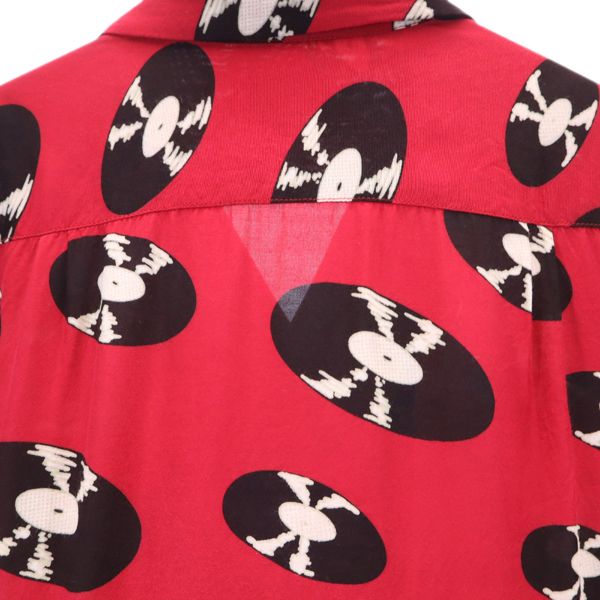 WACKO MARIA Rayon Record Print Aloha Shirt Red Size M